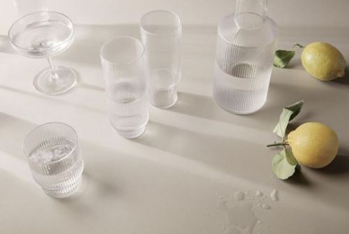 Ferm Living Ripple Long Drinks Glasses Sæt af 4 stk. Ø: 6 cm - Glas 