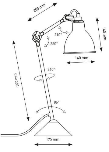 DCW Editions Lampe Gras N205 Bordlampe Rund H: 59cm - Sort/Sort