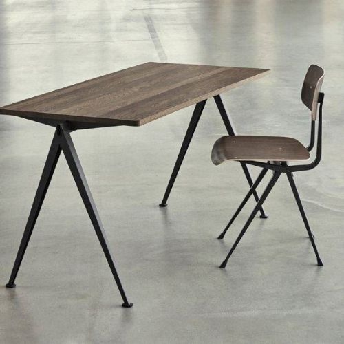 HAY Pyramide Table 01 140x75 cm - Black Powder Coated Steel/Smoked Oak