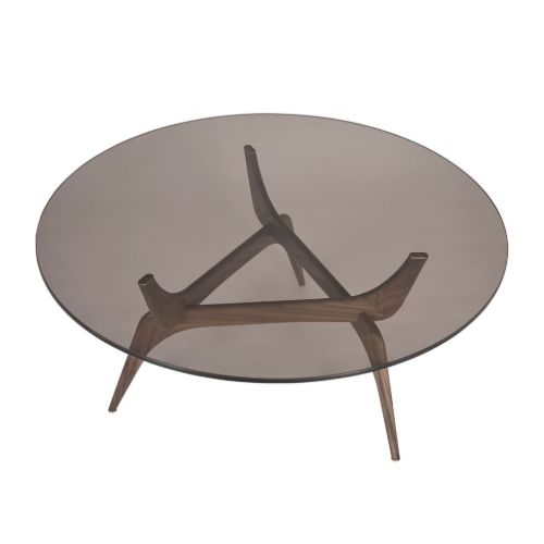 Brdr. Krüger Triiio Sofabord - Valnød/Bronze Glas Ø: 90 cm H: 40 cm
