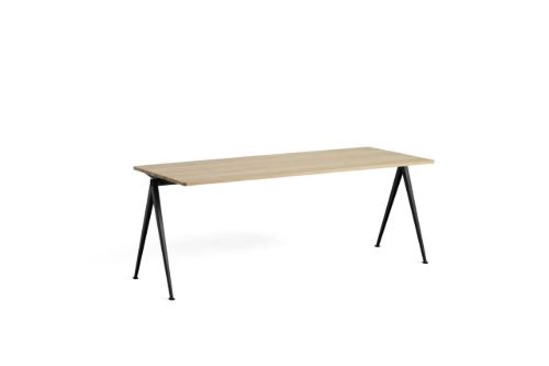 HAY Pyramide Table 01 140x75 cm - Black Powder Coated Steel/Matt Lacquered Oak