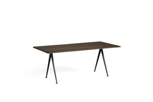 HAY Pyramide Table 02 190x85 cm - Black Powder Coated Steel/Smoked Oak