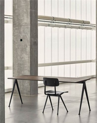 HAY Pyramide Table 02 190x85 cm - Black Powder Coated Steel/Smoked Oak