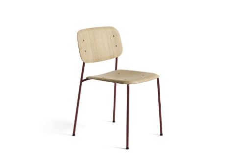 HAY Soft Edge 40 Chair w. Standard Gliders  - Lacquered Oak/Fall Red Powder Coated Steel