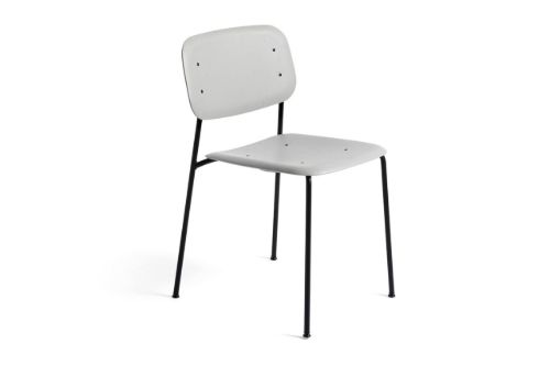 HAY Soft Edge 40 Chair w. Standard Gliders  - Soft Grey/Black Powder Coated Steel
