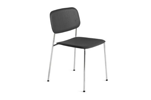 HAY Soft Edge 40 Chair w. Standard Gliders  - Soft Black Lacquered Oak/Chromed Steel