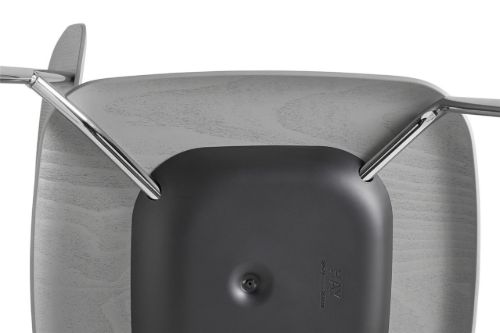 HAY Soft Edge 40 Chair w. Standard Gliders  - Chromed Steel/Soft Grey Lacquered Oak
