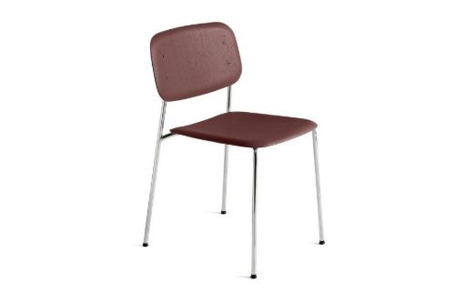 HAY Soft Edge Chair 40 w. Standard Gliders  - Chromed Steel/Fall Red Lacquered Oak
