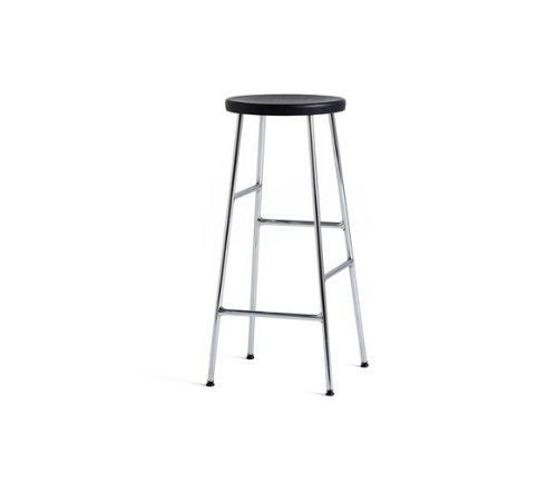 HAY Cornet Bar Stool High H: 75 cm - Chromed Steel/Soft Black Stained 