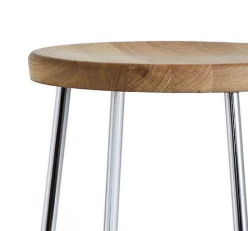 HAY Cornet bar stool High H: 75 cm - Chromed steel/Solid oak