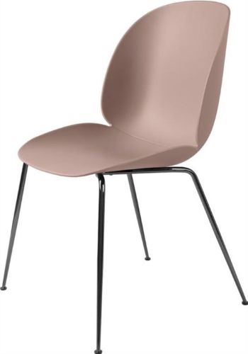 GUBI Beetle Dining Chair Conic Base - Black Chrome Base / Sweet Pink Shell 