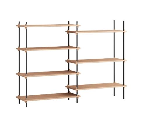 Moebe Shelving System Medium/Double 115x162 cm - Oak/Black