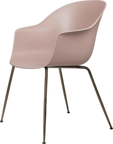 GUBI Bat Dining Chair Conic Base 45 cm - Antique brass base/Sweet pink