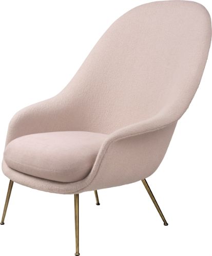 GUBI Bat Lounge Chair High Back 39 cm - Antique Brass/Harp 200