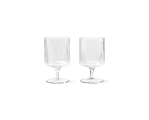 Ferm Living Ripple Vin Glas 2 stk Ø: 7,5 cm - Klar