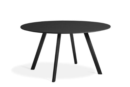 HAY CPH 25 Round Table Ø: 140 cm - Black Lacquered Solid Oak/Black Linoleum