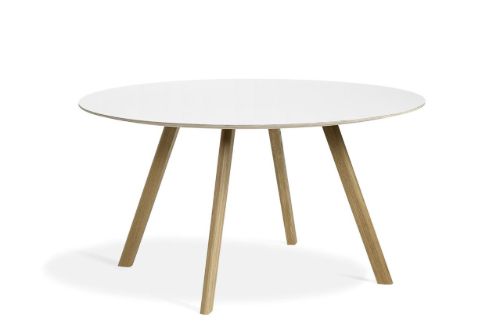 HAY CPH 25 Round Table Ø: 140 cm - Lacquered Solid Oak/White Laminate 