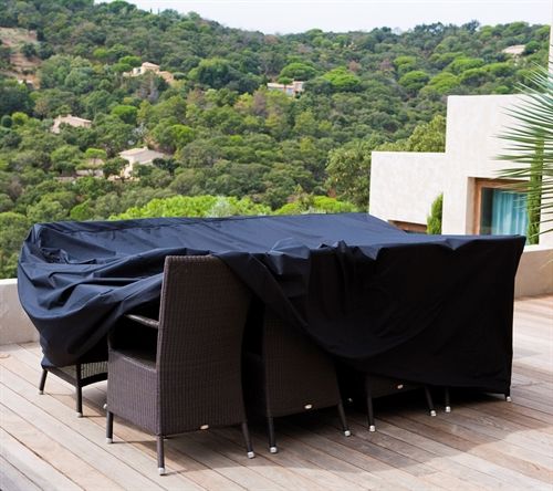 Cane-line Outdoor Cover 2 til Spiseborde op til 280 cm inkl. 8 Stole 280x150 cm - Black