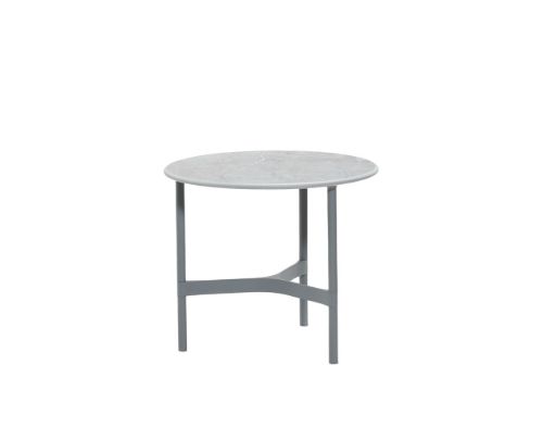Cane-line Outdoor Twist Sofabord Lille Ø: 45 cm - Light Grey/Fossil Grey Keramik