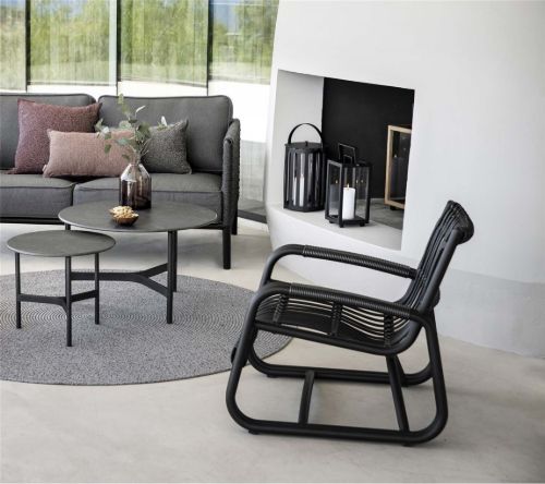 Cane-line Outdoor Twist Sofabord Lille Ø: 45 cm - Lava Grey/Fossil Black Keramik