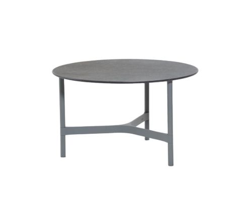 Cane-line Outdoor Twist Sofabord Mellem Ø: 70 cm - Light Grey/Fossil Black Keramik