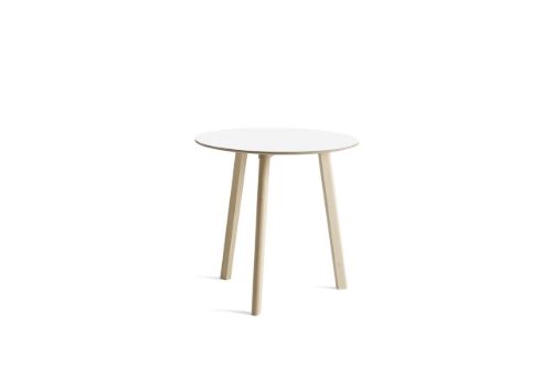 HAY CPH Deux 220 Table Ø: 75 cm - Untreated Solid Beech/Pearl White Laminate