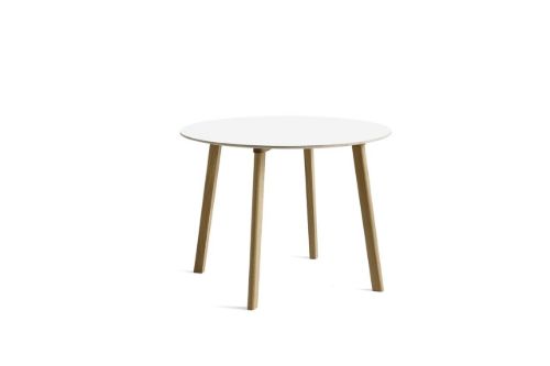 HAY CPH Deux 220 Table Ø: 98 cm - Lacquered Solid Oak/Pearl White Laminate