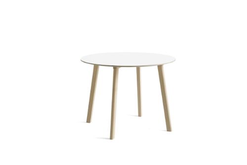 HAY CPH Deux 220 Table Ø: 98 cm - Untreated Solid Beech/Pearl White Laminate 