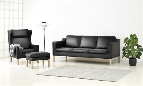 Stouby Eva 2 personers Sofa L: 141 cm - Sort  Semianalin læder
