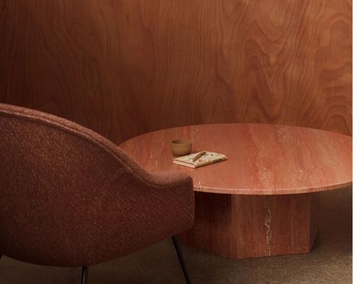 GUBI Epic Coffee Table Ø: 110 cm - Red Travertine