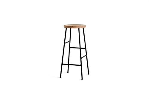 HAY Cornet bar stool High H: 75 cm - Soft black/Oiled oak