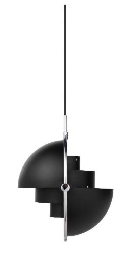 GUBI Multi-Lite pendel Ø:36 cm Chrome Base - Black skærm