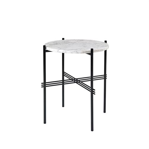 GUBI TS Coffee Table Ø: 40 cm black base - Marble White top