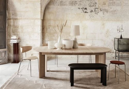 Ferm Living Bevel Table Extendable 2 Ø: 117-217 cm - White Oiled Oak