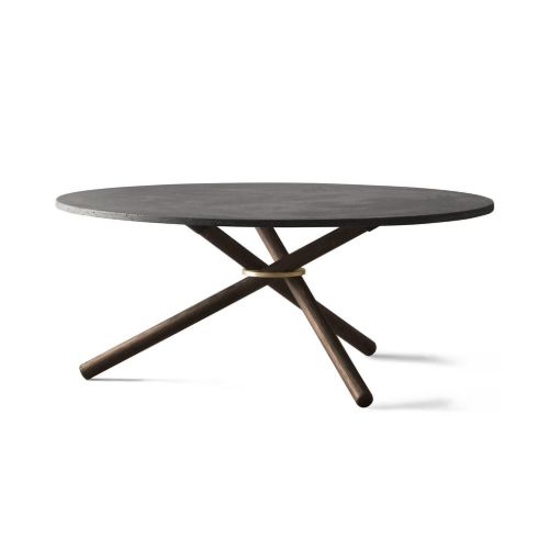 Eberhart Furniture Bertha Coffee Table Ø: 90 cm - Dark Concrete/Dark Oak