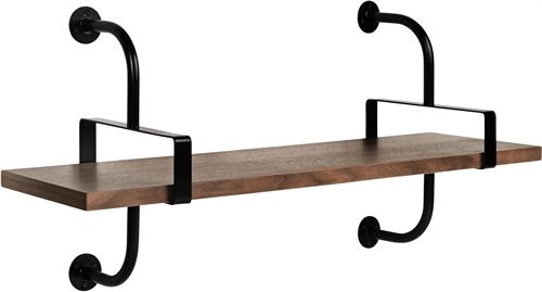 GUBI Démon Shelf, 2 Brackets, 95, 1 shelf - American Walnut Semi Matt Lacquered