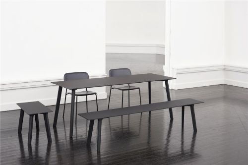 HAY CPH Deux 215 Bench 140x35x45 cm - Lacquered Solid Oak/Ink Black Laminate