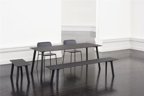 HAY CPH Deux 215 Bench 75x35x45 cm - Black Ink Lacquered Solid Beech/Ink Black Laminate