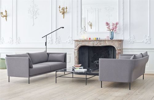 HAY Silhouette 3 Personers Sofa Mono L:212 cm - Coda 182 / Black Powder Coated Steel