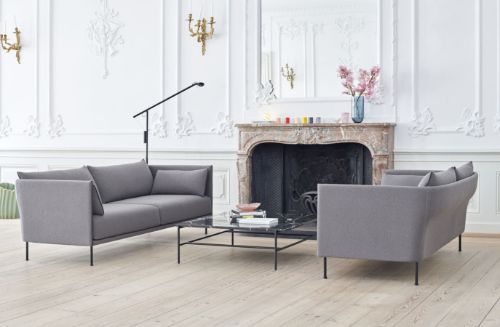 HAY Silhouette 3 Personers Sofa Mono L:212 cm - Hallingdal 130 / Black Powder Coated Steel