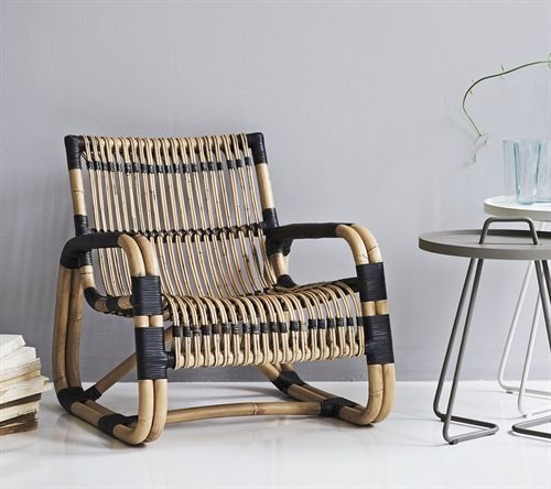 Cane-line Indoor Curve Loungestol SH: 34 cm - Natural Rattan/Black Bindings