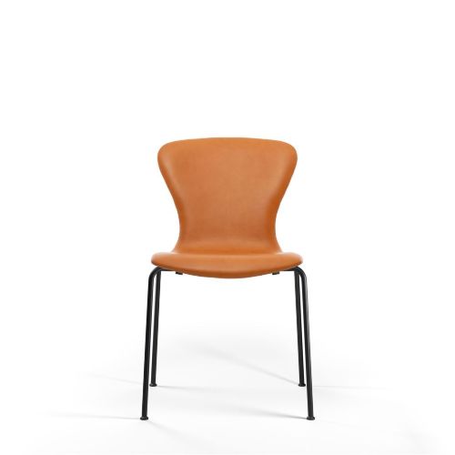 Bruunmunch PLAYchair Tube Fully Upholstered  - Black/Cognac Basic Leather