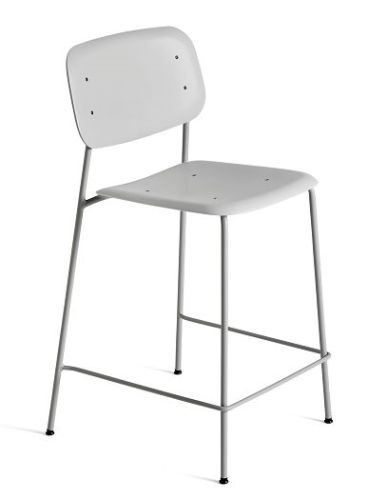HAY Soft Edge P10 Bar Stool Low  - Soft Grey Powder Coated Steel/Soft Grey