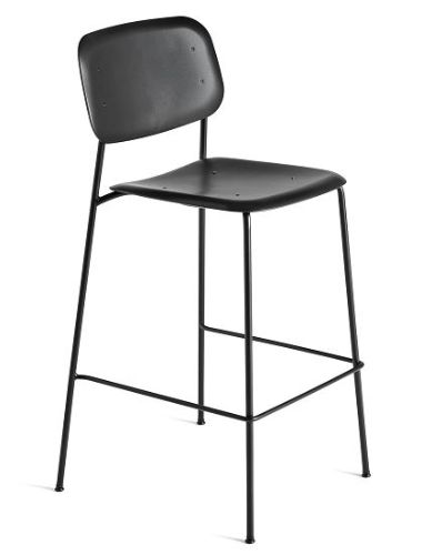 HAY Soft Edge 95 Bar Stool Low  - Black Powder Coated Steel / Black