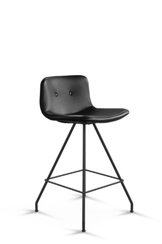 Bent Hansen Primum Bar Stool Low - Zenzo 207 Black Leather/Black Powder Coated Steel