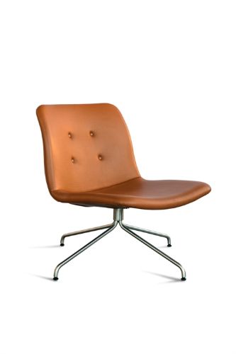 Bent Hansen Primum Loungestol  - Cognac Adrian Læder/Rustfrit Stål m. Drejestel