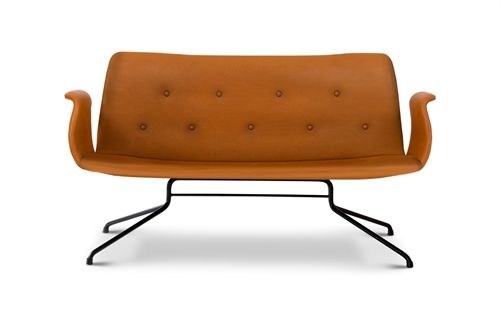 Bent Hansen Primum 2 pers. sofa m. Armlæn L: 140 cm - Cognac Adrian Læder/Sort Stel