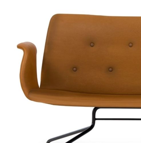 Bent Hansen Primum 2 pers. sofa m. Armlæn L: 140 cm - Cognac Adrian Læder/Sort Stel