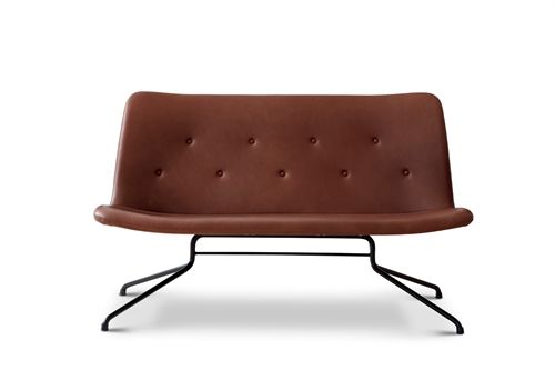 Bent Hansen Primum 2 pers. sofa L: 124 cm - Davos Brown læder/Sort Stel
