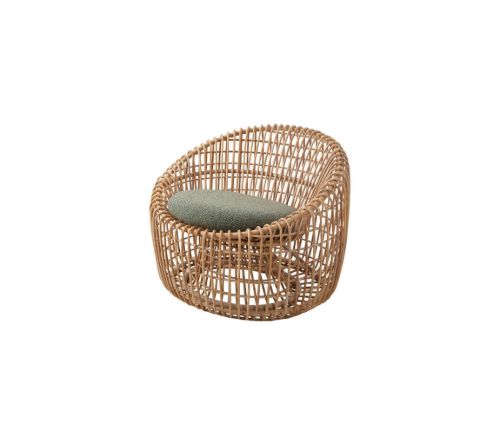 Cane-line Indoor Nest Rund Stol SH: 38 cm - Natural Rattan/Dark Green